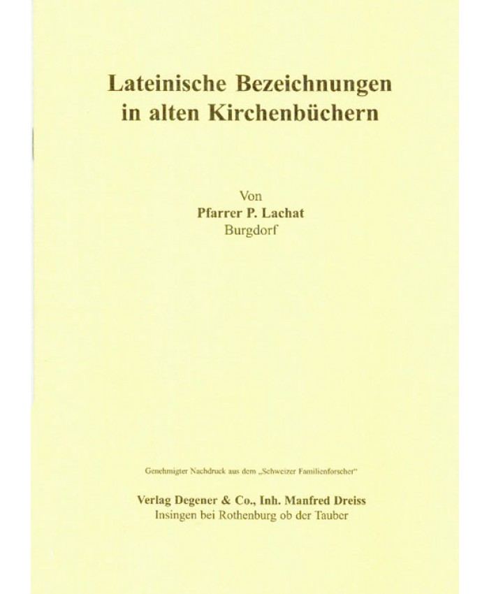 Lateinische Bezeichnungen in alten Kirchenbüchern.