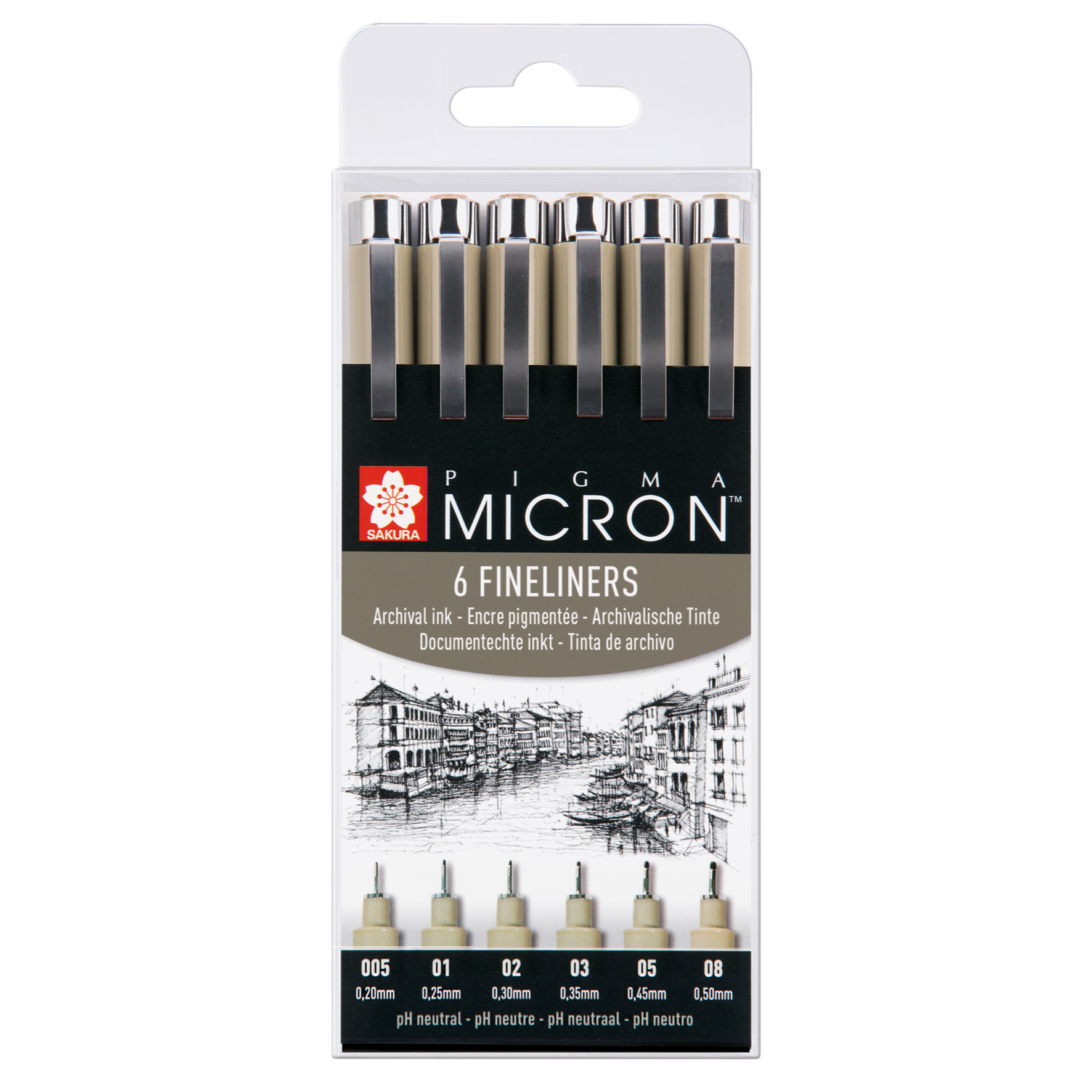 SAKURA Pigma Micron - 6er-Set schwarz